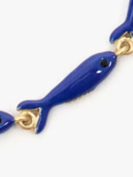 Clare V Blue Enamel Sardine Necklace - Picture 3 of 5